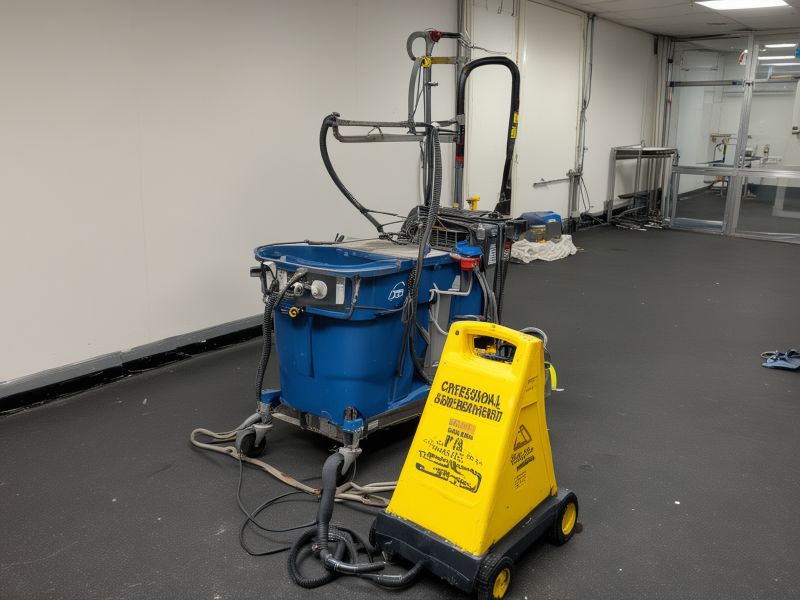 Professional cleaning equipment and team ready for work