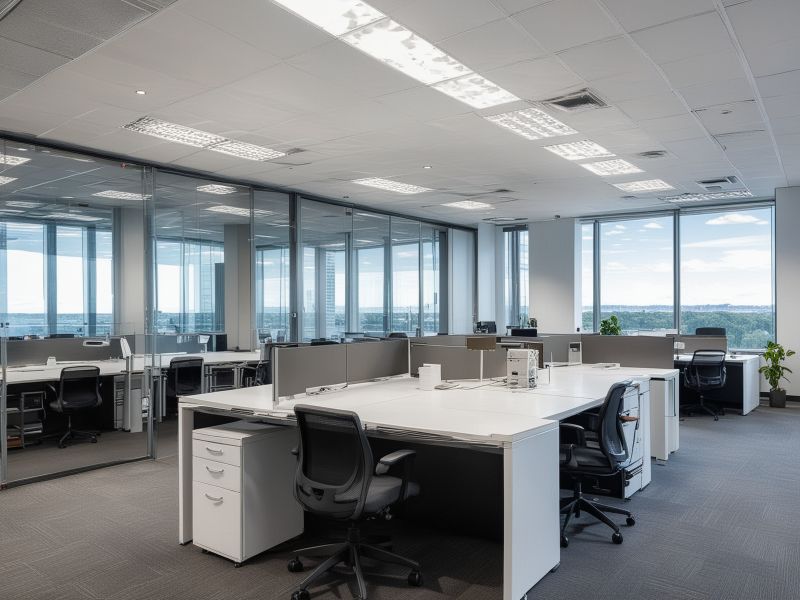 Professional commercial office cleaning in action