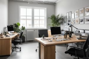Professional office cleaning in modern workspace
